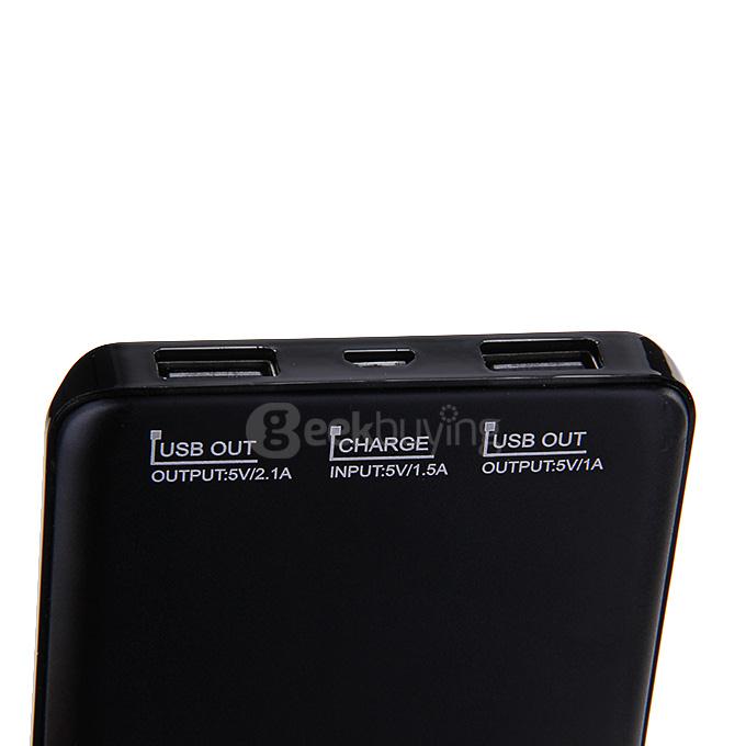 12000mAh Dual USB Solar Charger External Portable Battery Touch Screen Power Bank for Phone Tablet MP3/4 Camera - Black