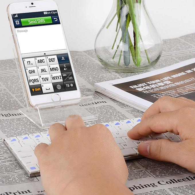 K77 Rechargeable Handheld Mini USB Bluetooth 3.0 80-Key Wireless Keyboard - White