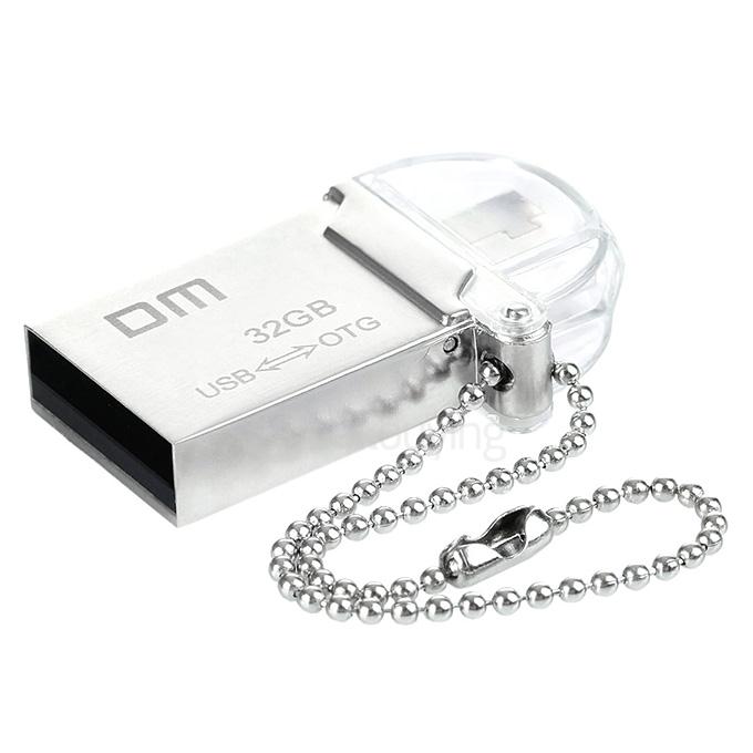 DM PD008 Waterproof 32GB USB 2.0 + Micro USB OTG Flash Drive U Disk for Smart Phone & Computer - Silver