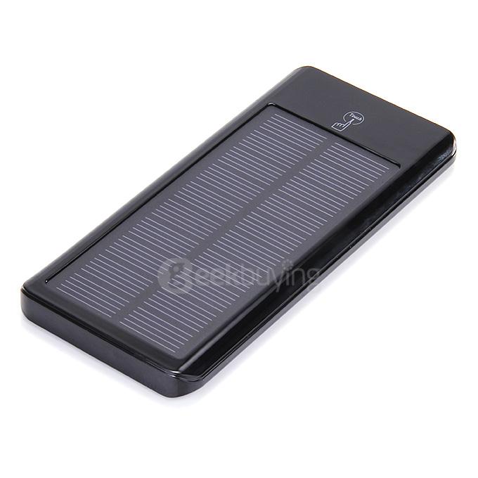 12000mAh Dual USB Solar Charger External Portable Battery Touch Screen Power Bank for Phone Tablet MP3/4 Camera - Black