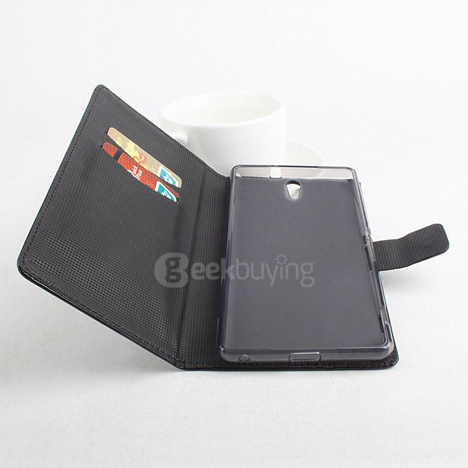 Protective Hard Cover Flip Stand Leather Case for Sony Xperia C5 Smartphone - Black