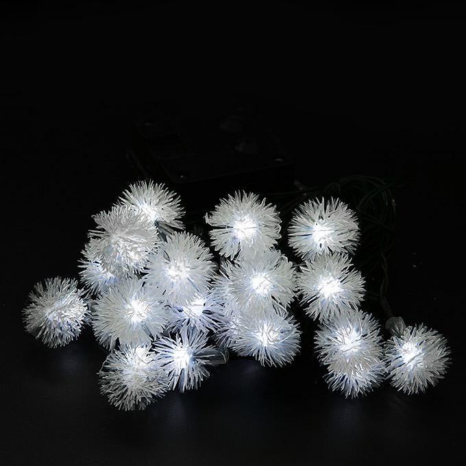 4.8m 20 LED Solar Outdoor String Lights Fairy Lights Chuzzle Ball Solar Powered Outdoor String Lights - White