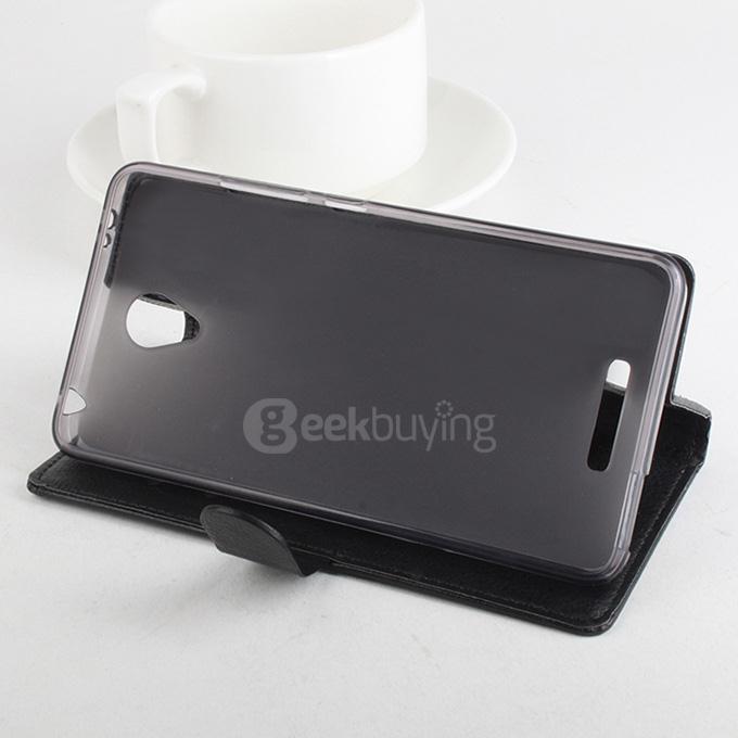 Litchi Texture Protective Hard Cover Flip Stand Leather Case for XIAOMI Redmi Note 2 Smartphone - Black