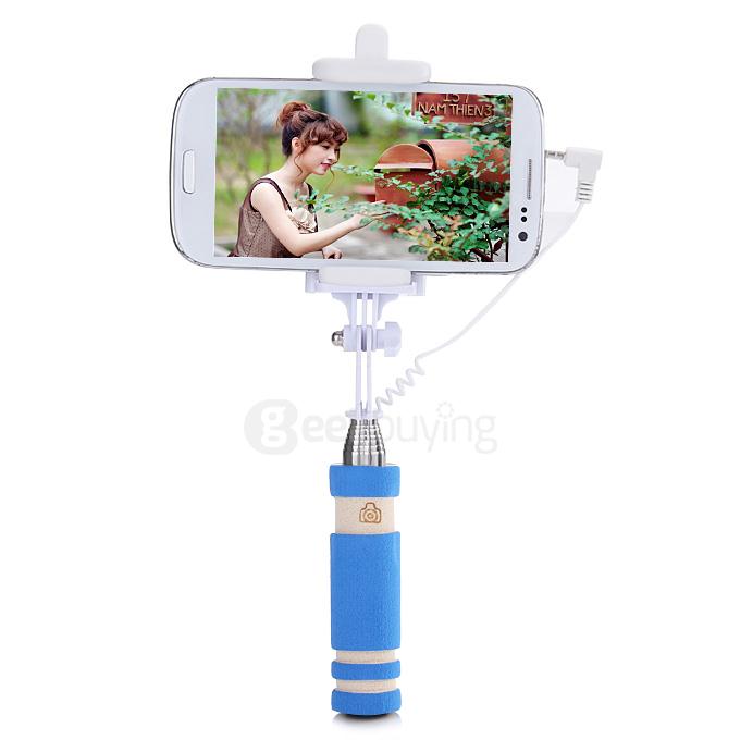 Super Mini Handy Selfie Stick Universal Handheld Monopod Self Timer Selfie Pole for IOS Android - Blue
