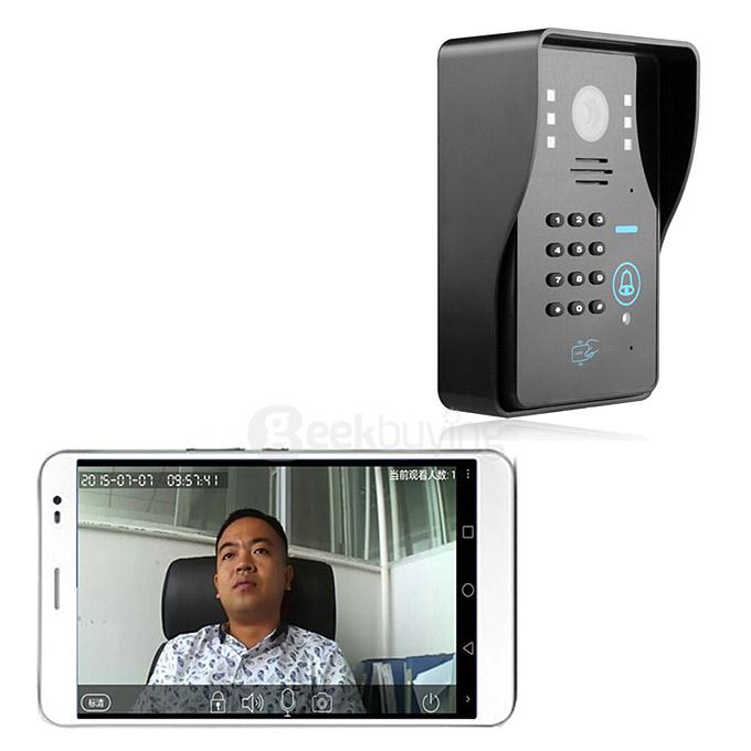 ENNIO SYWIFI002IDSW WIFI Wireless Video Door Phone System with Home Alarm System Card Unlock Function & Remote Wireless Control(US Plug) - Black