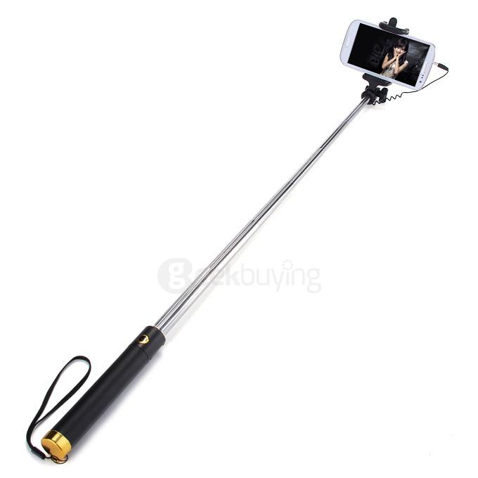 Luxury Wired Self Portrait Selfie Stick Handheld Monopod Extendable Stick For iPhone Samsung HTC Smartphones - Gold