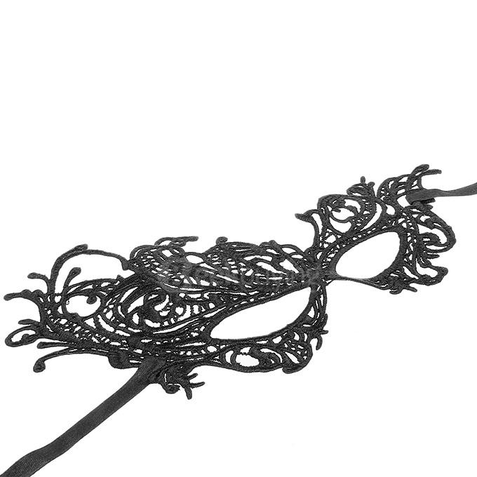 Women's Masquerade Party Elegant Lace Phoenix Design Mask Halloween Mask - Black