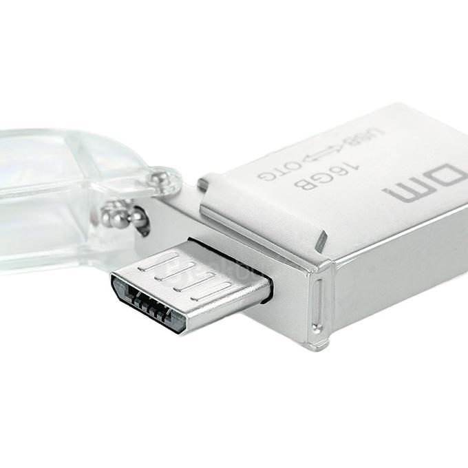 DM PD008 Waterproof 16GB USB 2.0 + Micro USB OTG Flash Drive U Disk for Smart Phone & Computer - Silver