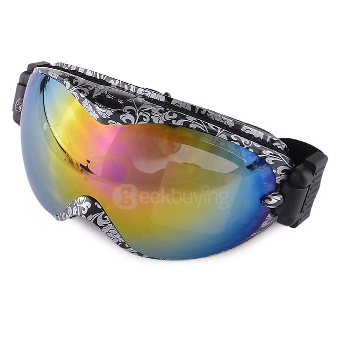 Fashionable TPU Frame PC Lens UV400 Protective Sport Skiing Glasses Goggles - White + black