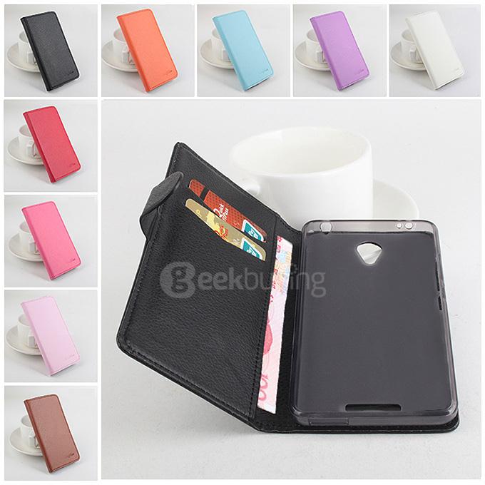 Litchi Texture Protective Hard Cover Flip Stand Leather Case for XIAOMI Redmi Note 2 Smartphone - Blue