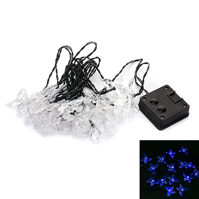 4.8m 20 LED Butterfly Solar Fairy String Lights Waterproof Lights for Garden Patio Path Christmas Indoor - Blue