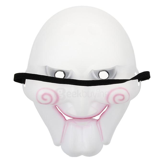 Scary Saw Billy PVC Mask for Halloween Masquerade Parties - White + Black + Red