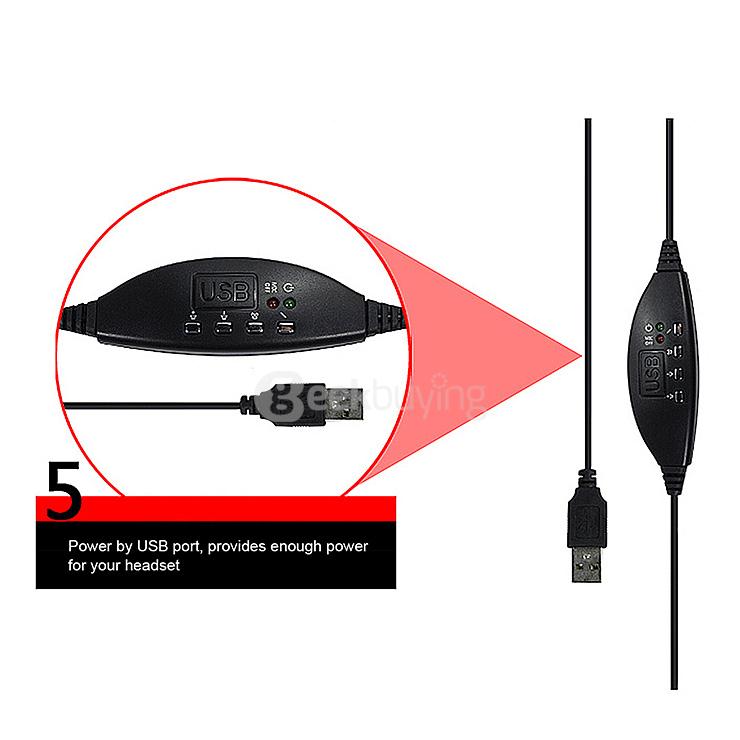Ovleng Q5 Fashion Stereo Game Headphone Super Bass USB Headset With Rotary Mic For PC Laptop - Black