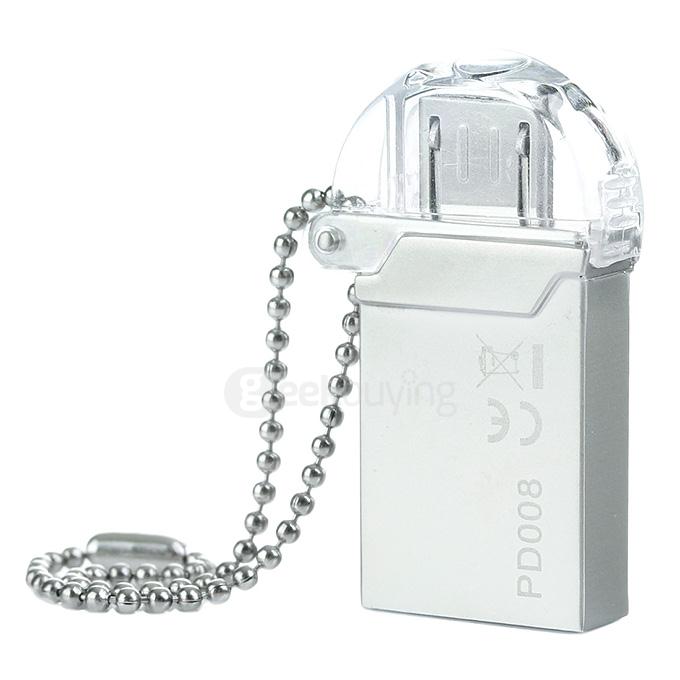 DM PD008 Waterproof 16GB USB 2.0 + Micro USB OTG Flash Drive U Disk for Smart Phone & Computer - Silver