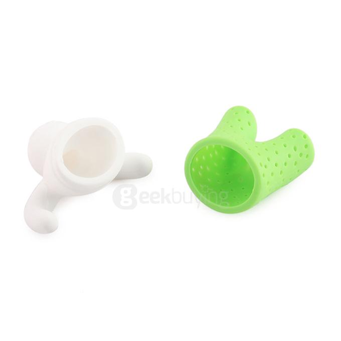 Portable Creative Silicon Mr Tea Infuser Tea Bag Holder - Green + White