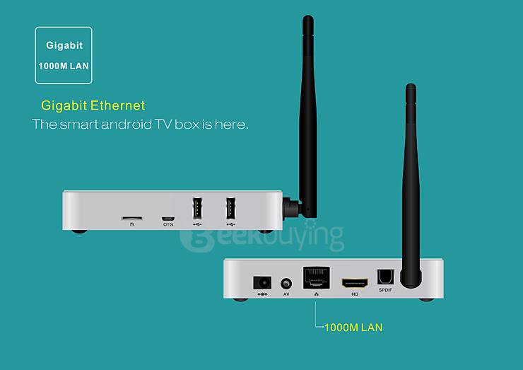 GTQ Android 5.1 4K Media Player S812 Quad Core 2G/8G 2.4G/5.8G WIFI Gigabit LAN Bluetooth4.0 H,265 HDMI OTG - White