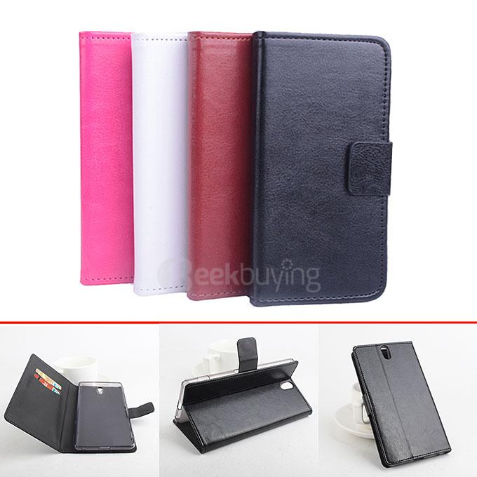 Protective Hard Cover Flip Stand Leather Case for Sony Xperia C5 Smartphone - Black