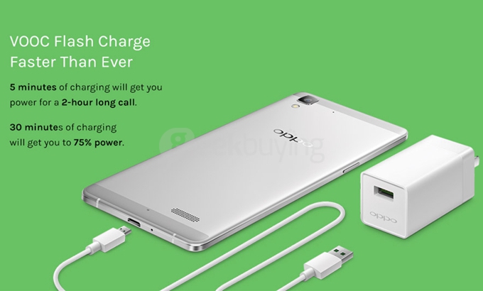 OPPO R7 2.5D Screen 5.0inch Android 4.4 3GB 16GB Smartphone 64Bit Qualcomm MSM8939 Octa Core 13.0MP Gorilla 3 VOOC Flash Charge - Silver