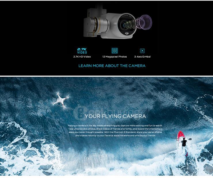 DJI Phantom 3 Standard FPV Quadcopter 12MP Camera Shoots 2.4K Video RC Drone RTF - White + Green