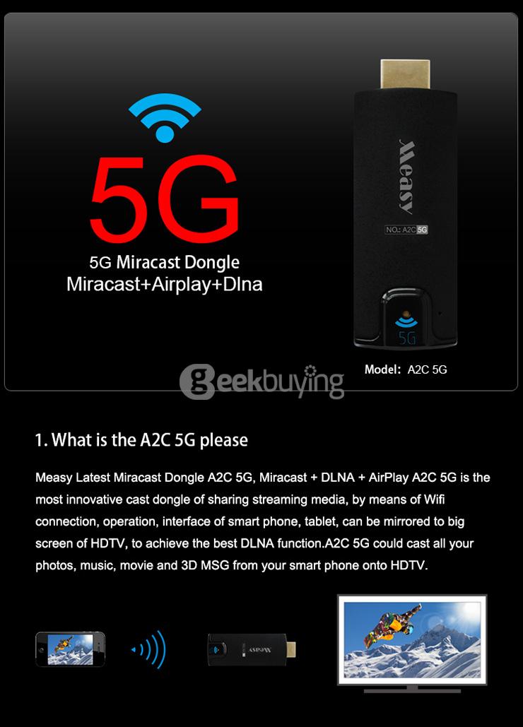 Measy A2C RK2928 5G WIFI Dongle DLNA Miracast Airplay