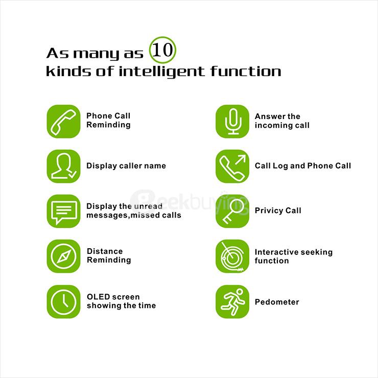 IL06 Smart Bluetooth Watch CSR Chip Dual Mic Multifunctions Smart Bracelet for IOS/Android/Windows - Black