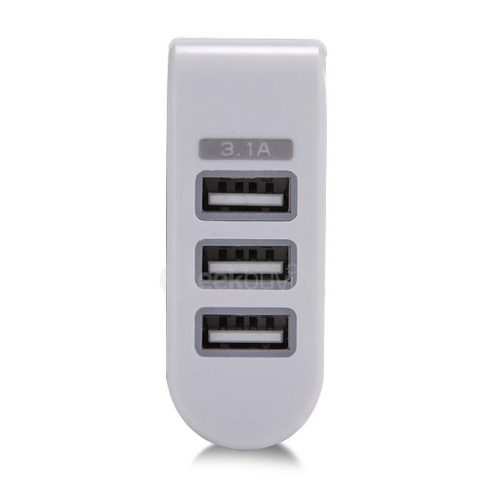 3 Ports USB AC Charger Adapter With LED US Plug - Black