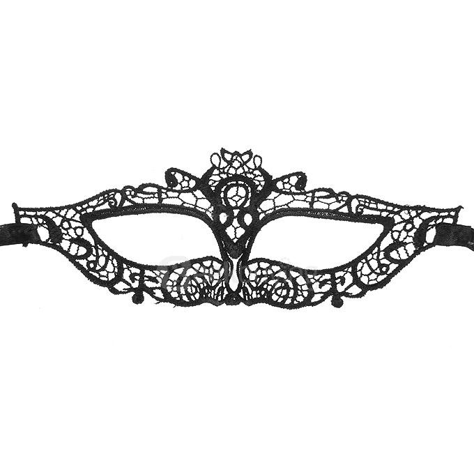 Fashion Elegant Hollow Out Lace Design Halloween Masquerades Party Cat Eye Mask - Black