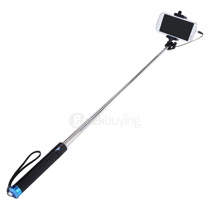 Luxury Wired Self Portrait Selfie Stick Handheld Monopod Extendable Stick For iPhone Samsung HTC Smartphones - Blue