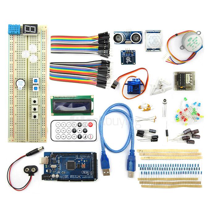 MEGA2560 BreadBoard Advance Kit With Sensors / Servo Motor / LCD Display / Tutorial for Arduino