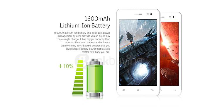 Leagoo Lead 6 Android 4.4 MTK6572 Dual Core 1.0GHz 4.5inch Smartphone 512MB 4GB 5.0MP 3G GPS Smart Wake - Black