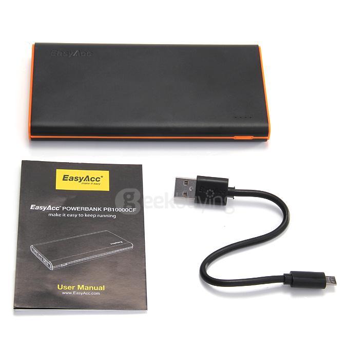 EasyAcc Classic 10000mAh Power Bank Brilliant External Battery Pack With Dual USB Micro USB for iPhone Samsung HTC LG