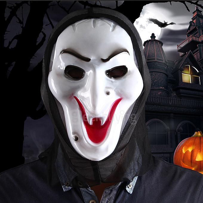 Horror Screaming Witch Mask for Halloween Masquerade Parties - White + Black + Red