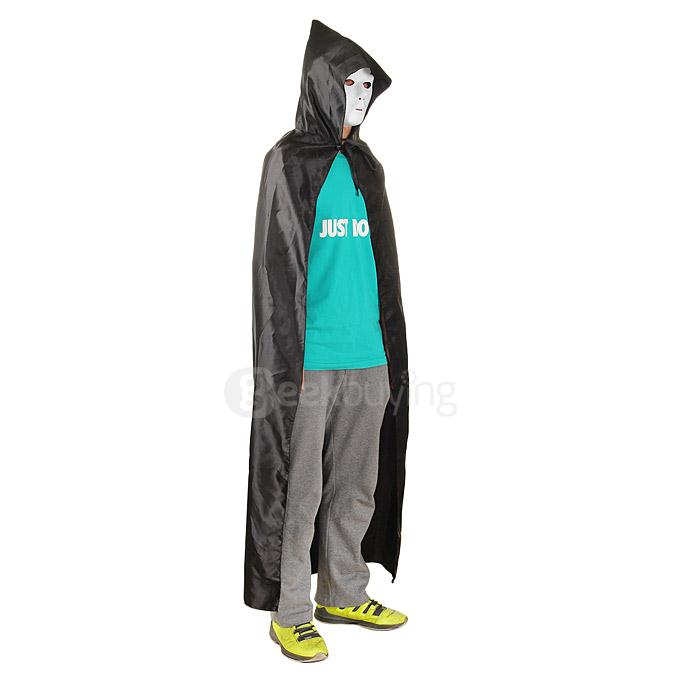 Adult Cosplay Halloween Masquerade Costumes Death Sorcerer Vampires Cloak with Hood - Black