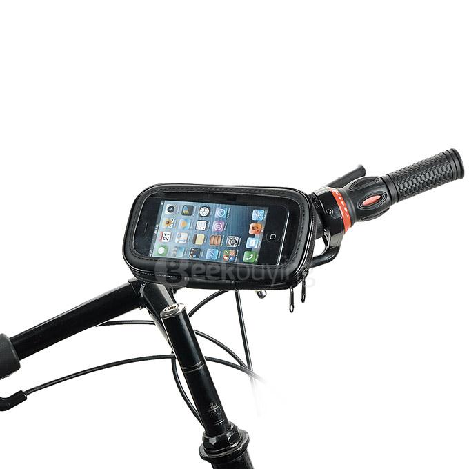 MOT-720 Universal Bike Motorcycle Swivel Mount + Waterproof Bag for Cellphone Navigation - Black