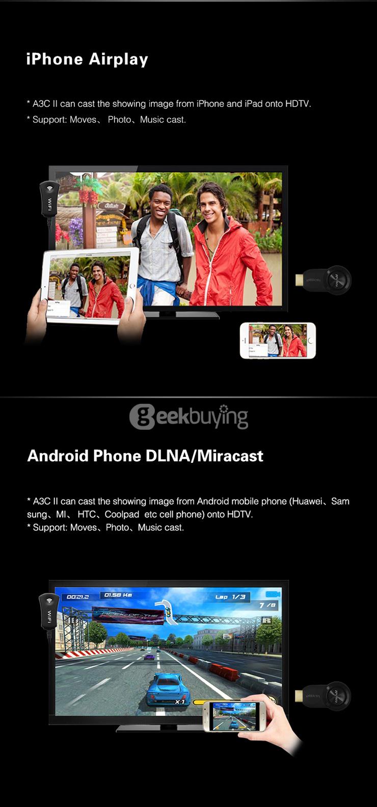 Measy A3C II AM8252 WIFI Dongle DLNA Airplay Miracast