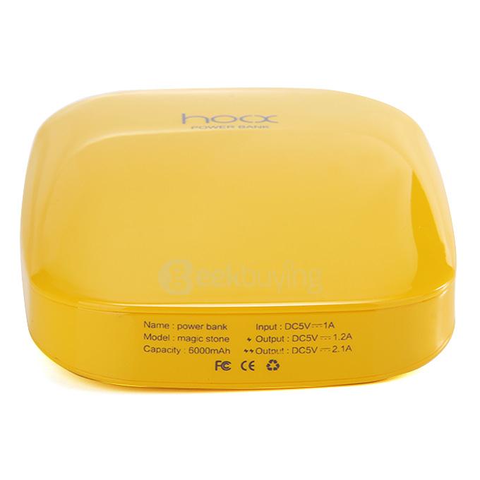Hoox C02 Magic Stone Series 6000mAh Polymer Power Bank Dual USB Quick Charge Energy Saving - Yellow