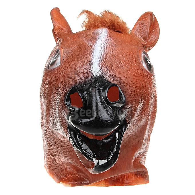 Halloween Costume Prop Funny Horse Head Mask Halloween Mask - Brown