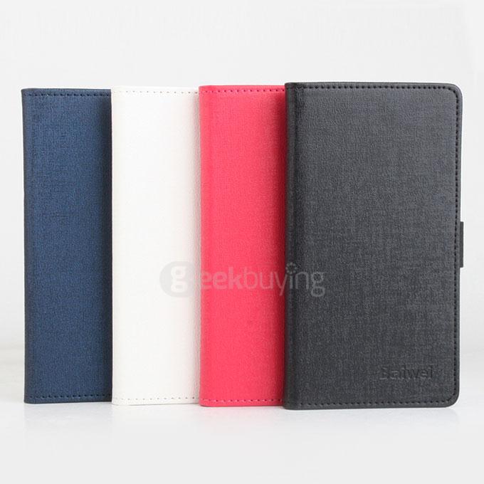 Contrast Color Protective Hard Cover Flip Stand Leather Case for Xiaomi Redmi Note 2 Smartphone - Black