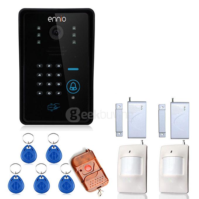 ENNIO SYWIFI002IDSW WIFI Wireless Video Door Phone System with Home Alarm System Card Unlock Function & Remote Wireless Control(US Plug) - Black