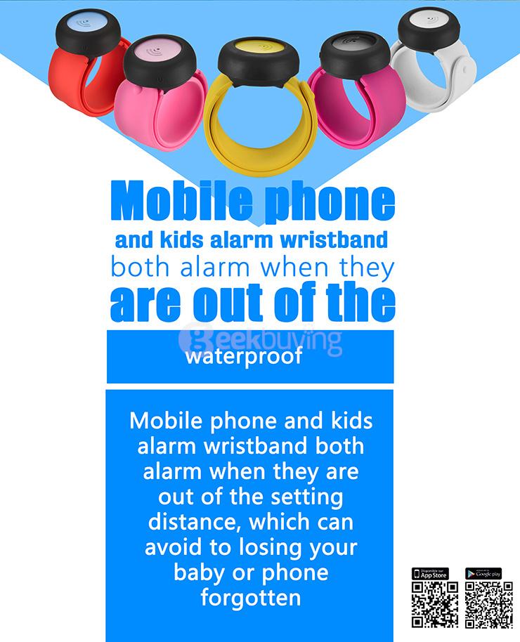 HAVIR HV-102 Waterproof Toddler Kids Bluetooth 4.0 Anti-lost Safety Alarm Wristband for iOS and Android OS - Yellow
