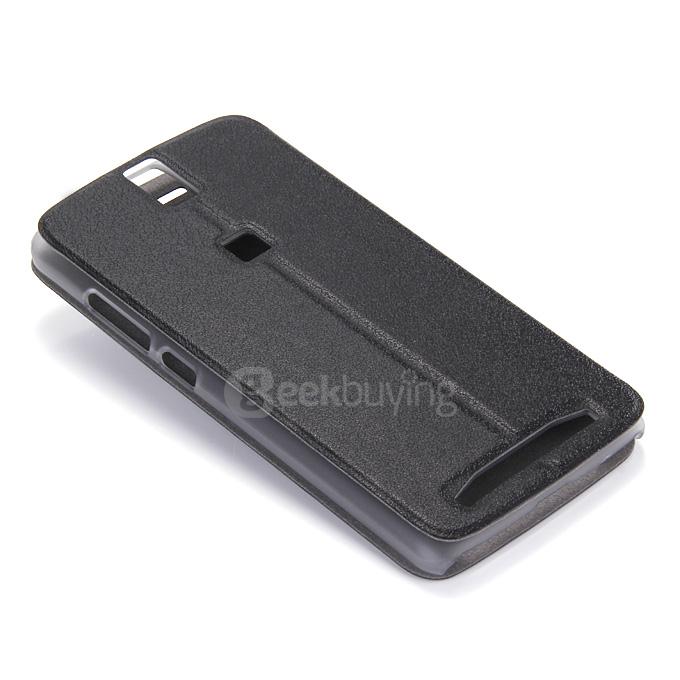 Protective Hard Cover Flip Stand Leather Case for Elephone P8000 Smartphone - Black