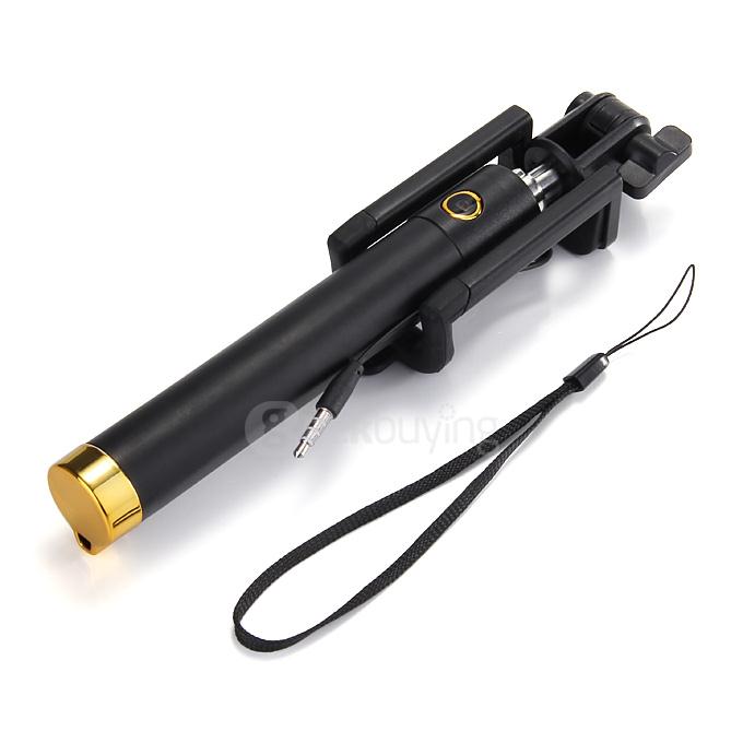 Luxury Wired Self Portrait Selfie Stick Handheld Monopod Extendable Stick For iPhone Samsung HTC Smartphones - Gold