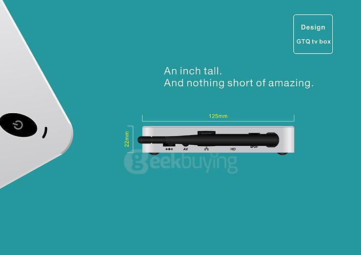 GTQ Android 5.1 4K Media Player S812 Quad Core 2G/8G 2.4G/5.8G WIFI Gigabit LAN Bluetooth4.0 H,265 HDMI OTG - White