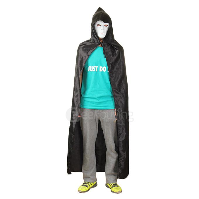 Adult Cosplay Halloween Masquerade Costumes Death Sorcerer Vampires Cloak with Hood - Black