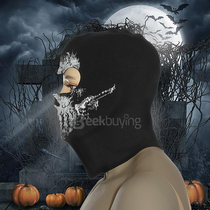 No.4 Outdoor Halloween Cosplay Skull Skeleton Ghost Head Mask - Black + White