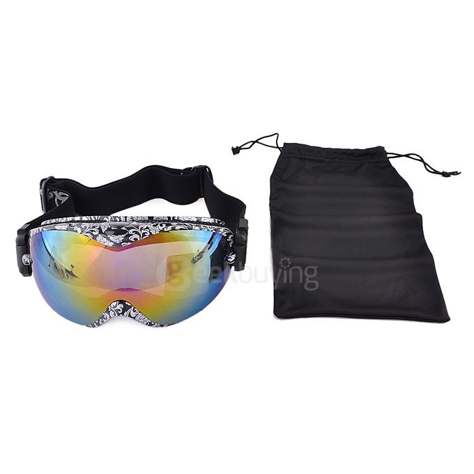 Fashionable TPU Frame PC Lens UV400 Protective Sport Skiing Glasses Goggles - White + black