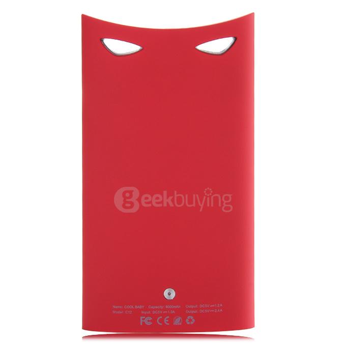 Hoox C12 Cool Baby Series 8000mAh Power Bank Quick Charge Dual USB for iPhone 6 Samsung S6 HTC One M9 MP3 MP4 - Red