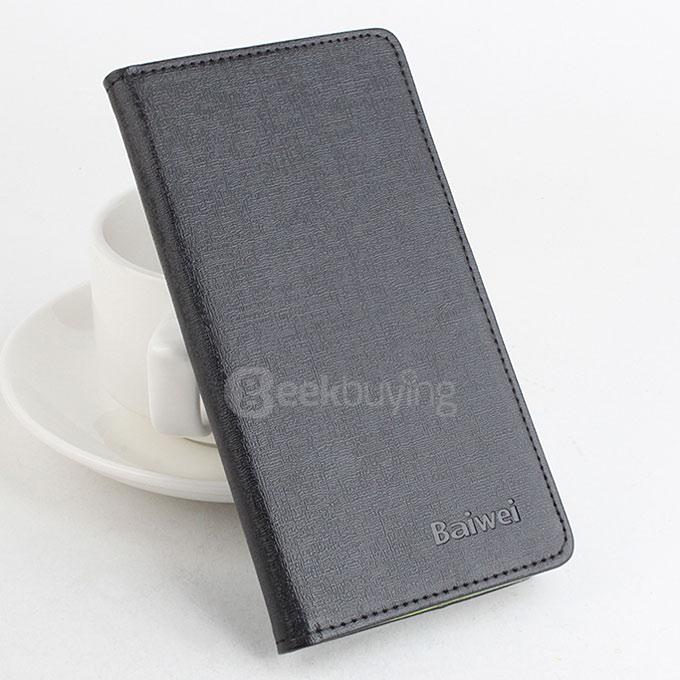 Contrast Color Protective Hard Cover Flip Stand Leather Case for Xiaomi Redmi Note 2 Smartphone - Black