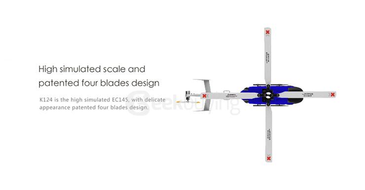 XK K124 6CH Brushless RC Helicopter EC145 3D6G System Inverted Flight Copter RTF