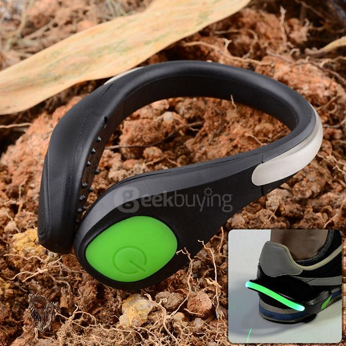 Outdoor Portable Shoes Light Safe LED Wrist Light Lamp Clip - Black + Green